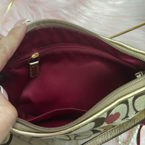 Coach Brown and Gold Fall Crossbody Bag with Red Accent - Picture 6 of 9